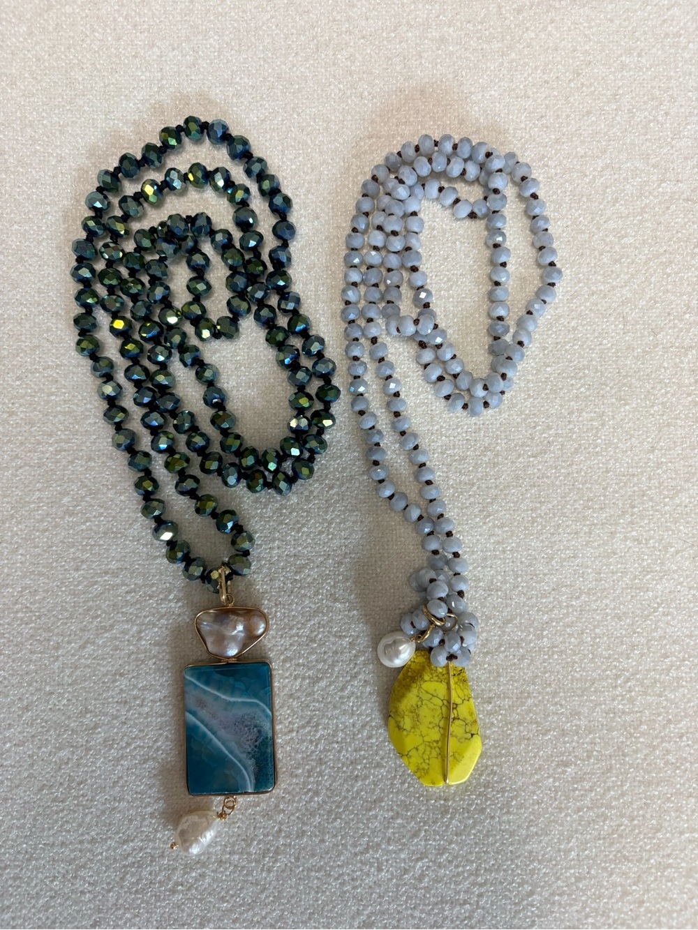 Handcrafted Pendant Necklaces with Beaded Chain.